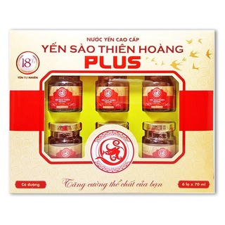 YẾN SÀO THIÊN HOÀNG CAO CẤP PLUS 18% TỔ YẾN (6 lọ x 70ml)
