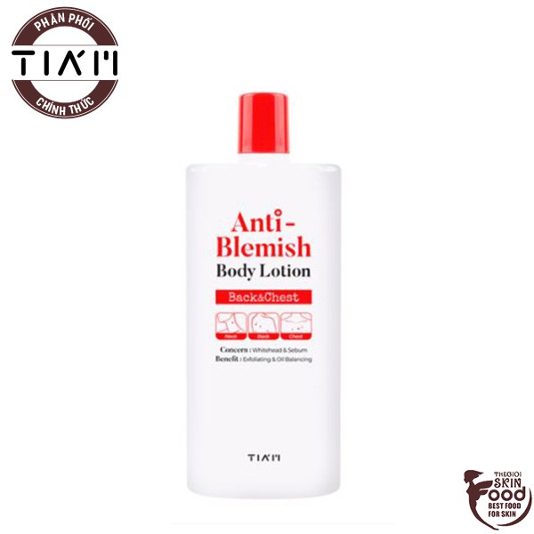 Sữa Dưỡng Thể Chăm Sóc Da Mụn, Mờ Thâm, Dưỡng Trắng Cho Cơ Thể Tiam Anti-Blemish