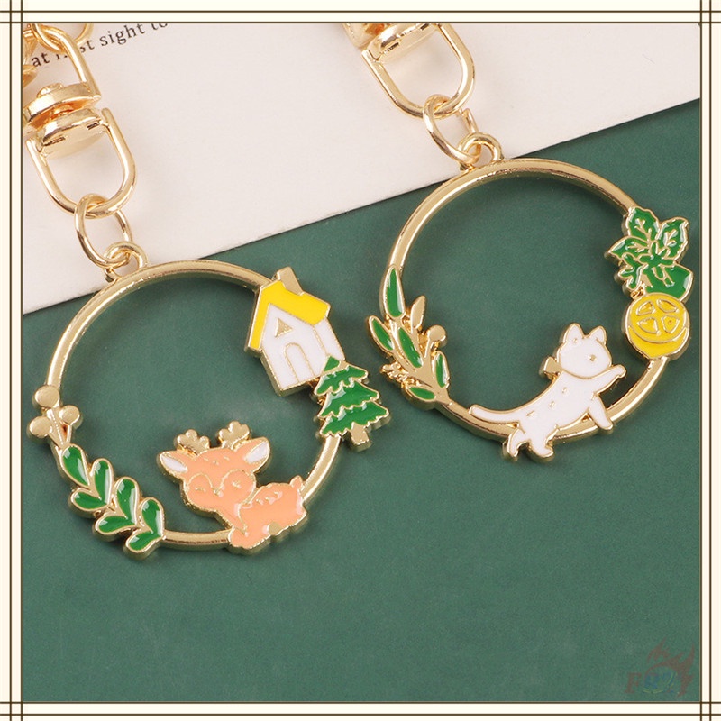 ✪ Ins - Móc Khóa Hình Động Vật Trên Cỏ Cỏ Mèo/Sóc/Thỏ/Hươu ✪ 1 Móc Khóa Hợp Kim Hình Lá Hoa Anh Đào 4 Kiểu Dáng Thời Trang Cho Vỏ Hộp Tai Nghe Không Dây Airpods