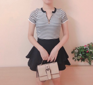 Áo len kẻ khoá ngực . Sỉ 85k