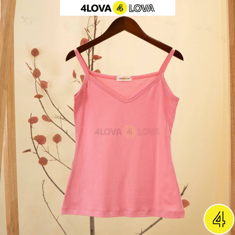 Áo 2 dây nữ cổ tim 4LOVA chất liệu thun 100% cotton dáng ôm mềm mại, quyến rũ