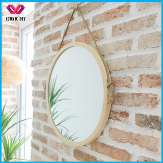 Gương treo tường viền gỗ sồi hình tròn ICONIC