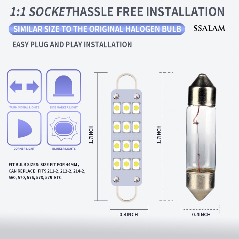 Set 4 Bóng Đèn Chiếu Biển Số Xe Ô Tô 44mm 12smd-3030 | BigBuy360 - bigbuy360.vn