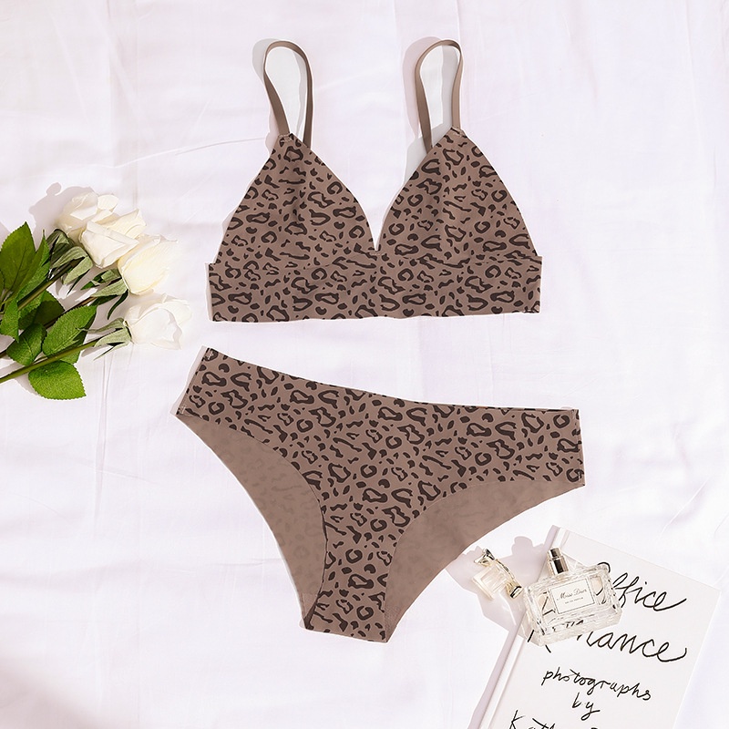 Mới Set Đồ Lót Không Đường May Họa Tiết Da Báo Gợi Cảm Cho Nữ