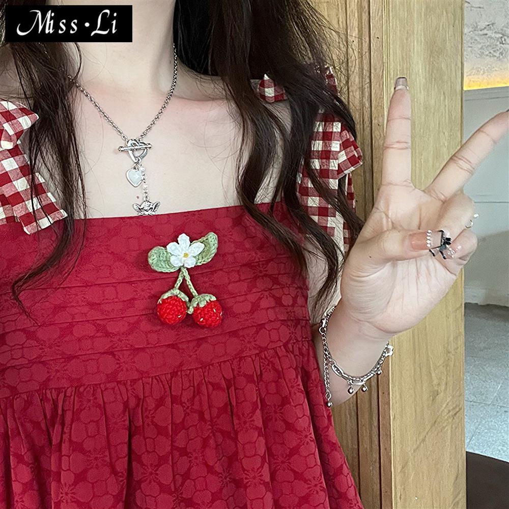 Set Đầm Hai Dây + Áo Khoác Chống Nắng Họa Tiết Dâu Tây Phối Bèo Ngọt Ngào Thời Trang Mùa Hè Cho Nữ