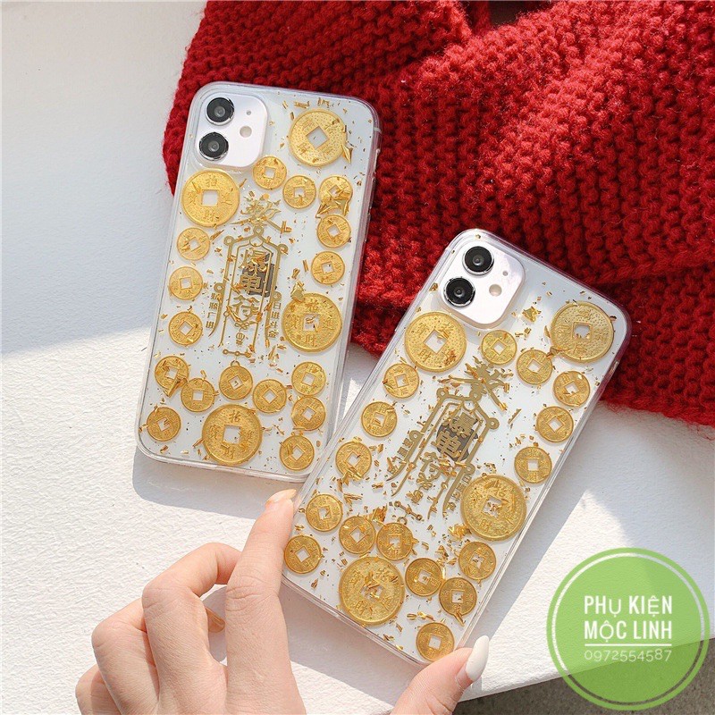 Iphone 12 Pro max | 12 Pro |12 | 11 | Xs max | 8plus 7plus 6plus 6 silicon🧧Ốp Tiền xu cổ vàng ring lộc🧧