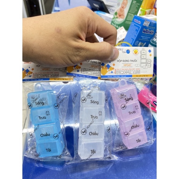 [Chính hãng] Khay chia liều thuốc 4 ngăn tiện lợi - Hộp đựng thuốc ghi rõ (Sáng,Trưa,Chiều,Tối) nhiều màu