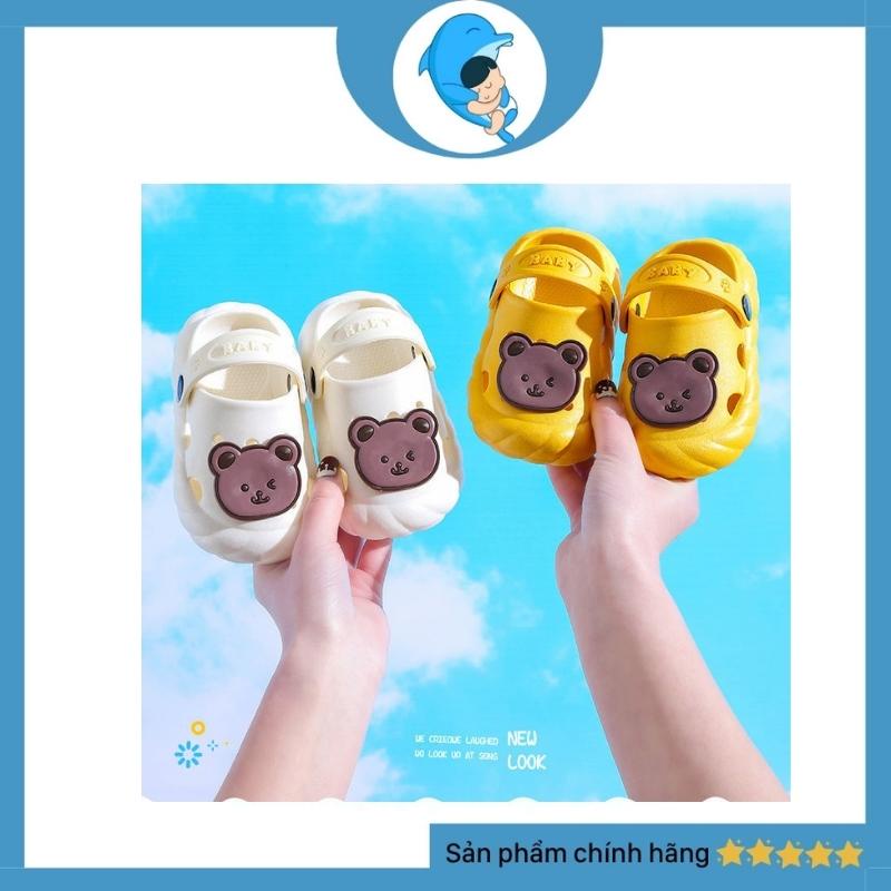 Sục cho bé, dép cho bé họa tiết hình gấu đáng yêu thoáng khí, chống trượt