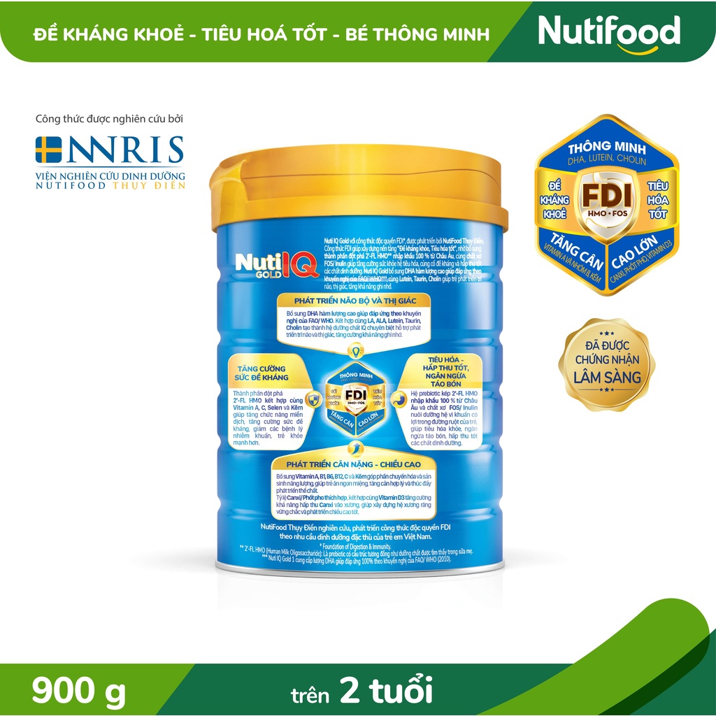 [CHÍNH HÃNG] Sữa Bột Nutifood Nuti IQ Gold Step 4 - Hộp 900g (Cho bé 2-6 tuổi)