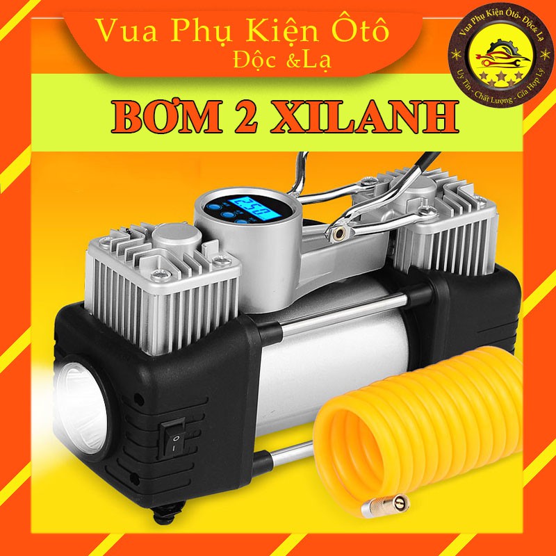 Bơm ô tô 2 Xilanh mã lực lớn [Bh 6 Tháng]- Bơm lốp ô tô 280W đồng hồ điện tử tự ngắt