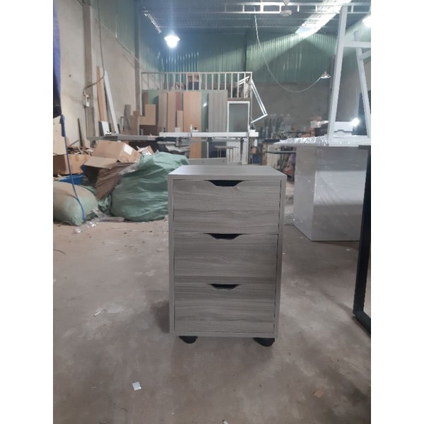 Tủ cá nhân di động, tủ gỗ 3 ngăn kéo màu xám