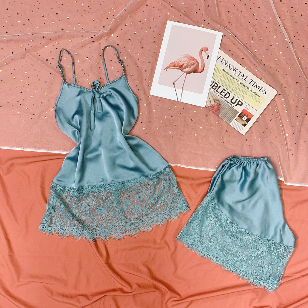 Đồ Ngủ Sexy 2 Dây Viền Ren Cực Sexy, Chất Liệu Satin Lụa Mềm Mịn, Đủ 7 Màu Cho Nàng Lựa Chọn [DN6]