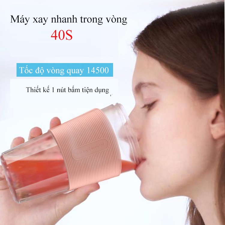 Máy Xay Sinh Tố Mini Cầm Tay Đa Năng ChiGo Dung Tích 350ML Tích Hợp Pin 1500mHA Xay Trái Cây Trong 40S Có Thể Xay Đá Nhỏ