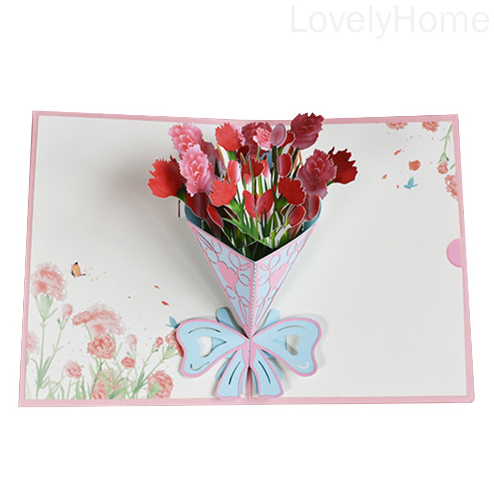 Bouquet Card 3D Mother's Day Flower Card Pop-Up Greeting Festival Birthday Decoration Gift LovelyHome