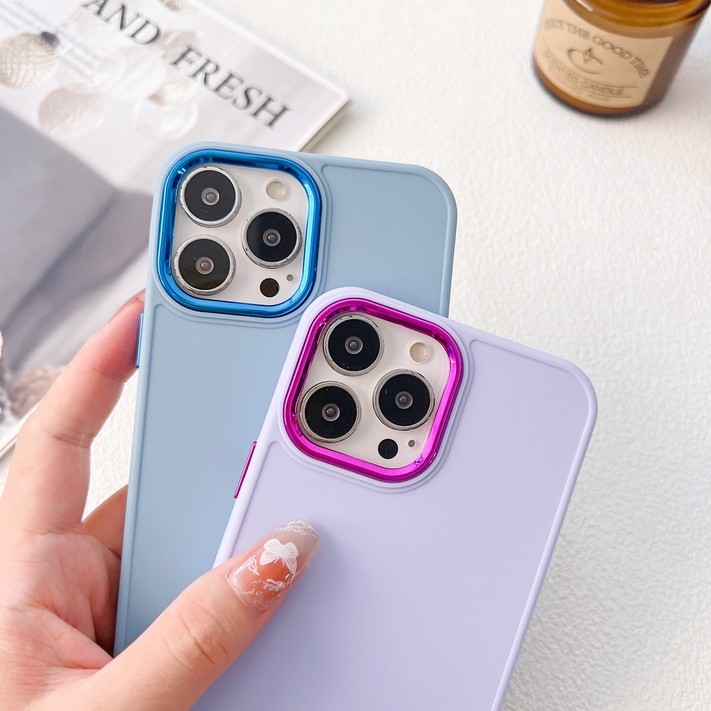 Ốp Điện Thoại Silicon Mềm Màu Kẹo Bảo Vệ Camera Cho iPhone 14 13 12 Pro Max 11 14 Plus XS Max XR X 7 8 Plus 14 Pro Max