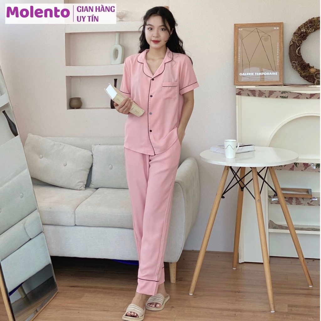 Bộ mặc nhà nữ tay ngắn Molento đồ bộ pijama lụa mango cao cấp loại 1 có túi kiểu dáng đơn giản nhiều màu sắc - M47 | BigBuy360 - bigbuy360.vn