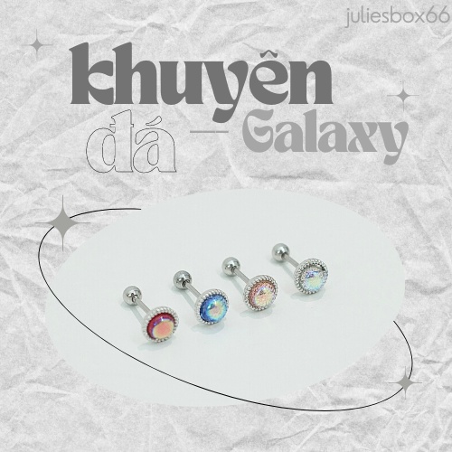 [1 CHIẾC] Khuyên Tai Đá Galaxy 4 Màu Tròn Màu Bạc Unisex Titanium Không Gỉ Không Ngứa Không Đen julies box 66