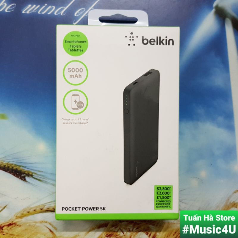 Sạc pin dự phòng Belkin Pocket Power 5000mAh cho Iphone 6 7 8 X 11 Pro Max Tuấn Hà Store