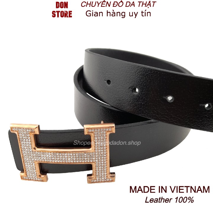 Dây Nịt/ Thắt Lưng Nam Đính Đá Thời Trang Da Bò Thật 100% Bản Dây Rộng 3.8cm Hàng Loại Tốt ( Full Hộp + BH 12 Tháng)