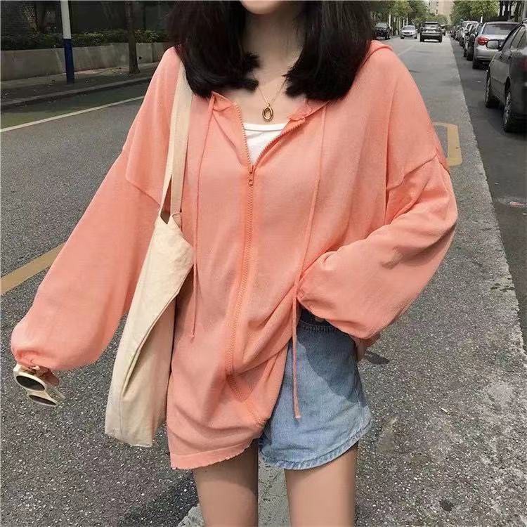 Áo Khoác Chống Nắng Dệt Kim Màu Trơn Tay Dài Dáng Rộng Phối Khóa Kéo Phong Cách Hàn Quốc Thời Trang Cho Nữ | BigBuy360 - bigbuy360.vn
