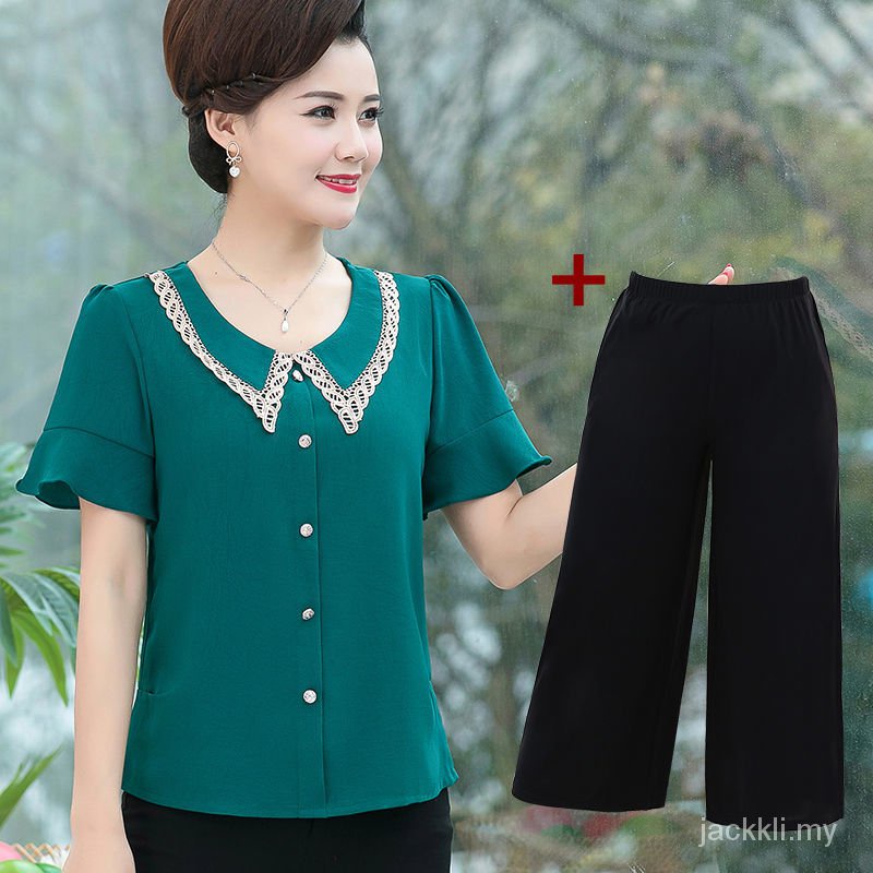 Áo Sơ Mi Chiffon Tay Ngắn Thời Trang Mùa Hè Cho Nữ 50 Tháng Tuổi