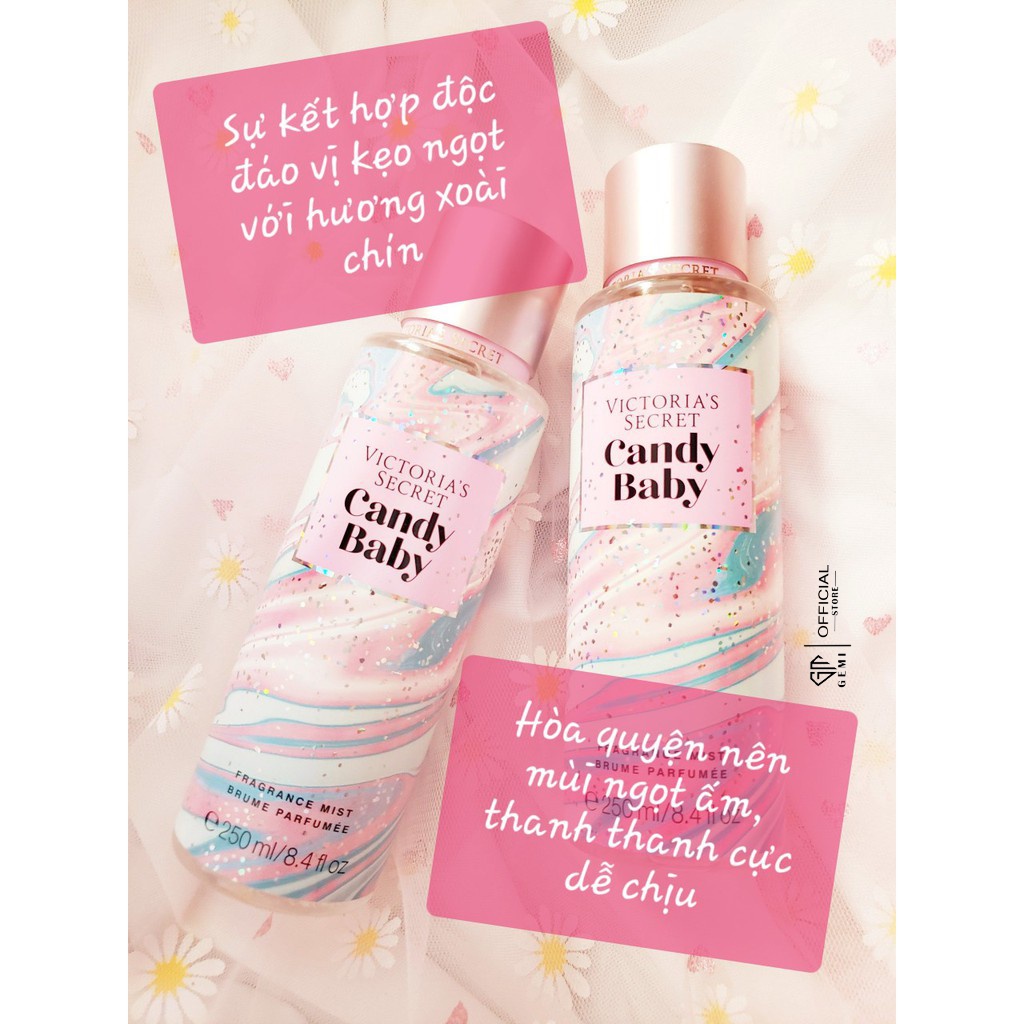 Xịt Thơm Body 💞𝑭𝒓𝒆𝒆𝒔𝒉𝒊𝒑💖 Xịt Thơm Toàn Thân Victoria's Secret 🍨 CANDY BABY 🍭 Body Mist 250ml - Xịt BODY