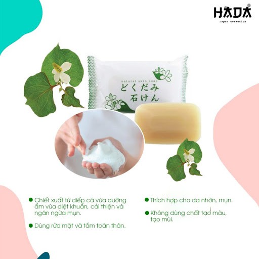 [Mã COSCOCOT4 -8% đơn 250K] Xà Phòng Rửa Mặt Ngừa Mụn Chiết Xuất Diếp Cá Dokudami Natural Skin Soap 130g