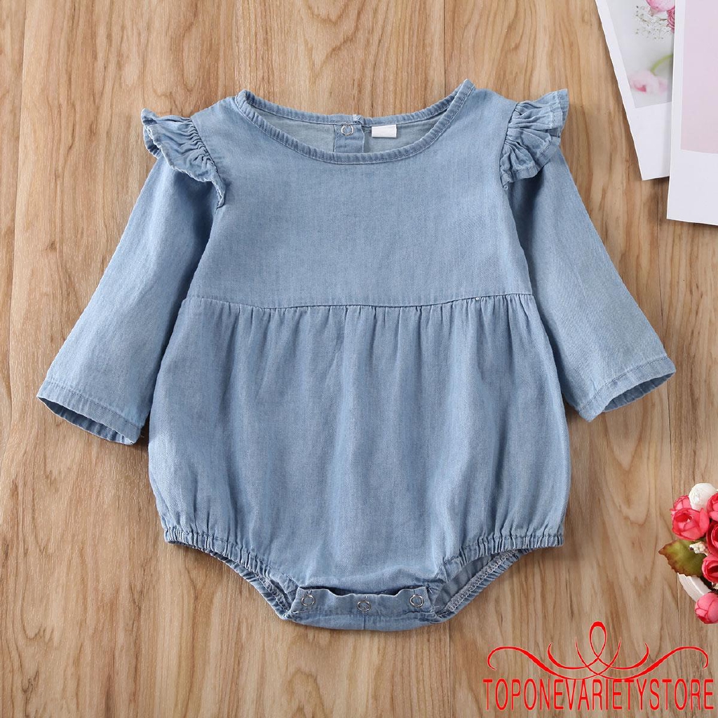 Romper hai kiểu tùy chọn bằng chất liệu denim thời trang cho bé gái