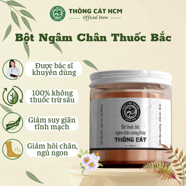 Bột ngâm chân thảo dược thuốc bắc hỗ trợ giảm suy giãn tĩnh mạch, khử mùi hôi chân, thư giãn và ngủ ngon hơn Thông Cát