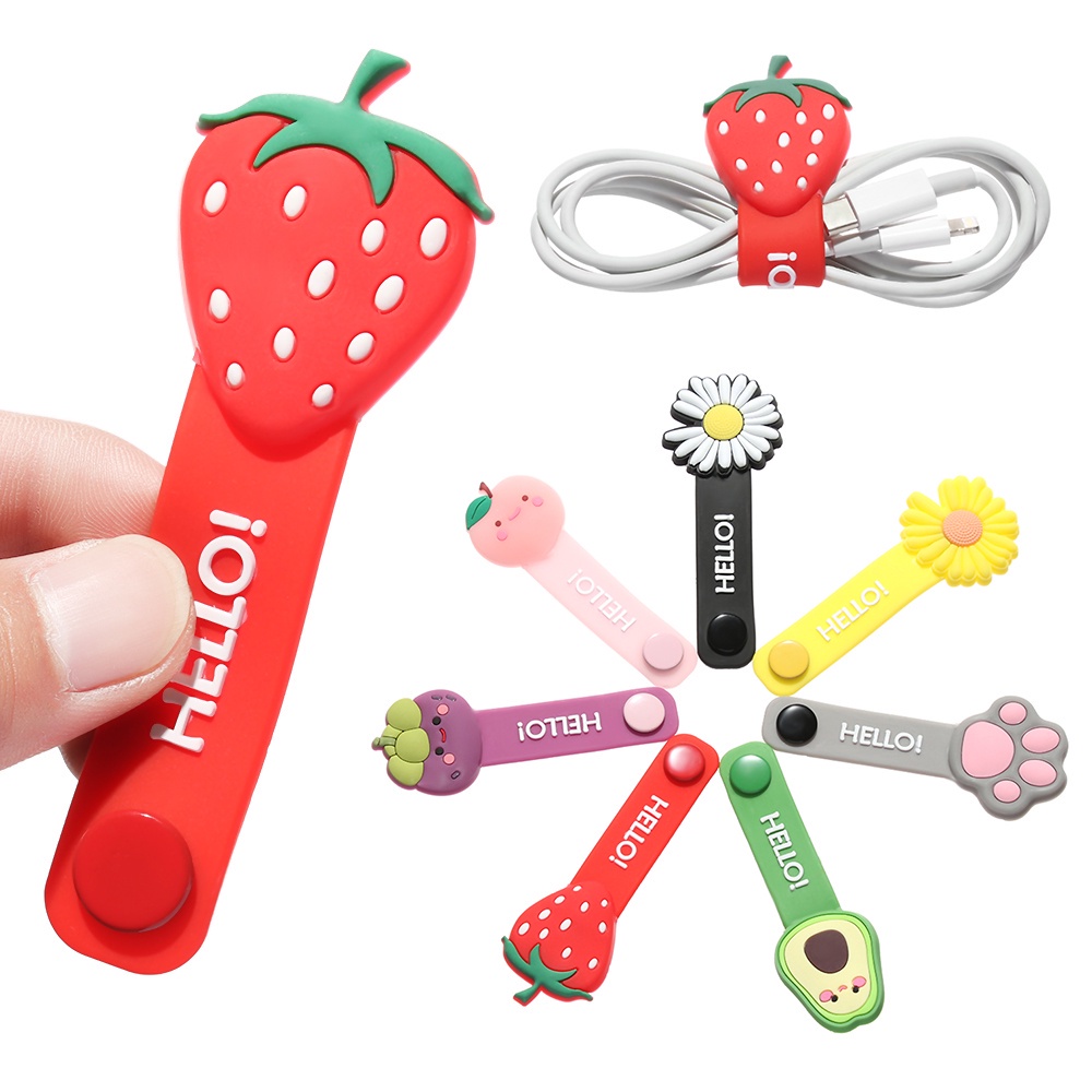 Phụ kiện quấn bảo vệ dây cáp dữ liệu/ tai nghe bằng silicon họa tiết hoạt hình dễ thương đa năng