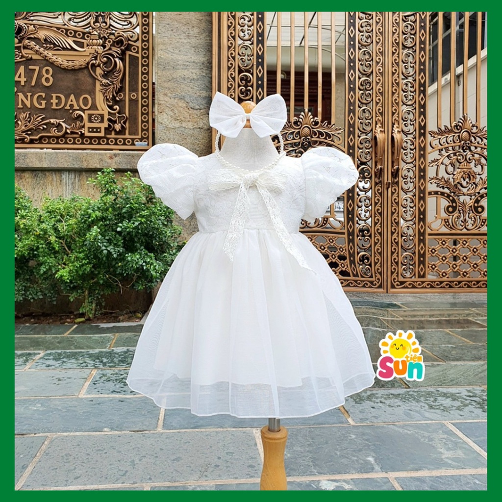 Tặng cài ngọc đính hoa, váy công chúa cho bé gái từ 3 đến 15kg, hàng thiết kế xịn, lên phom chuẩn đẹp
