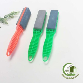 Cây mài dao hai mặt, có cán cầm bằng nhựa - dài 22cm - có móc treo - giao màu ngẫu nhiên