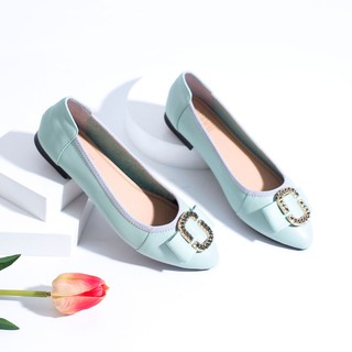 Giày Búp Bê Đế Bệt Khóa Tròn P243 Màu Xanh