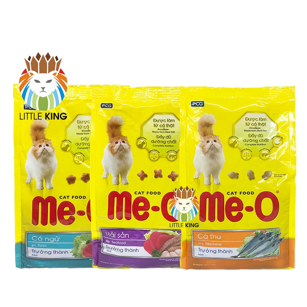 Combo 3 gói Thức ăn cho mèo lớn Me-o Adult gói 350gr, thức ăn hạt mèo giá rẻ Little King pet shop