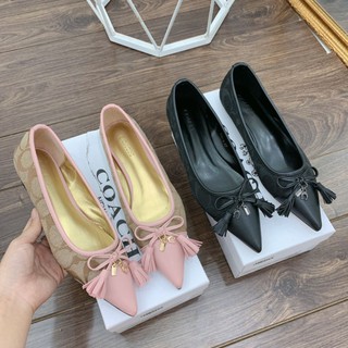 H(ẢNH THẬT) Giày Bệt Nơ Mũi Nhọn Vân Chìm Mềm Êm Coach Fullbox