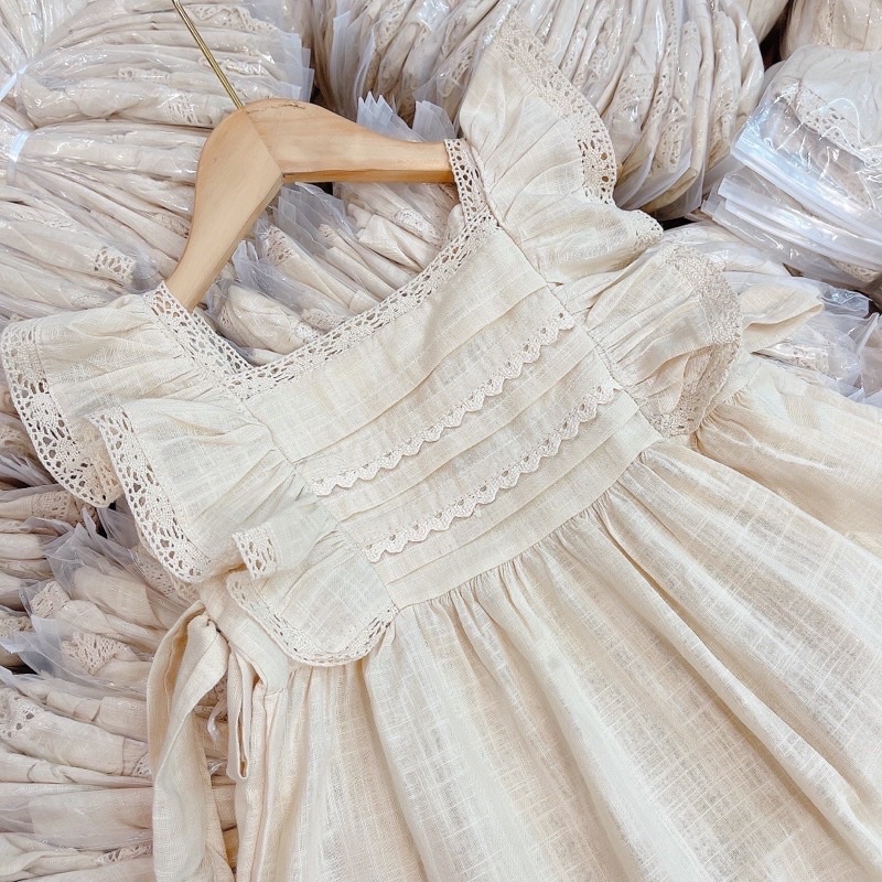 Váy Za.ra Linen bé gái nơ cánh tiên