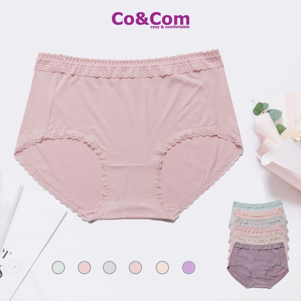Quần Lót Nữ Cạp Cao Viền Ren Co&Com Chất Liệu Modal Mềm Mịn Thấm Hút Kháng Khuẩn NO9747