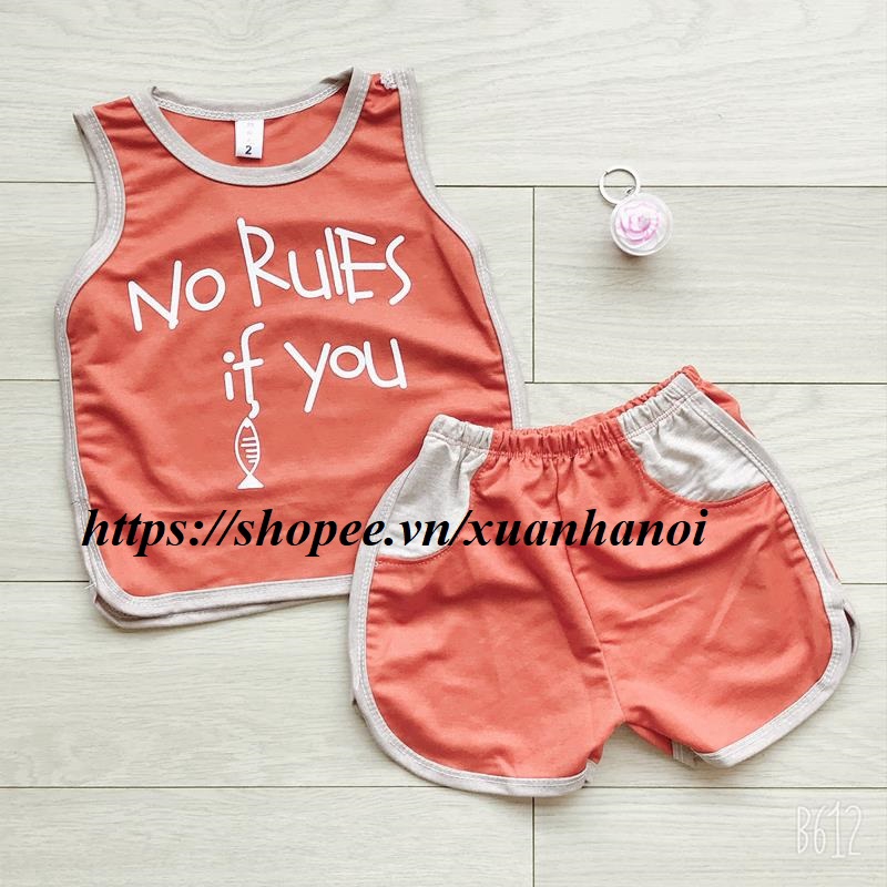 Bộ bé trai size Đại cotton đũi No Rules If You từ 20-32Kg XHN265