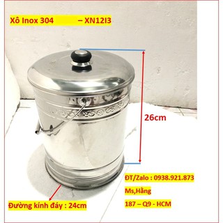 Xô cỡ trung Inox cao cấp sus 304 Có Nắp - XN12I3