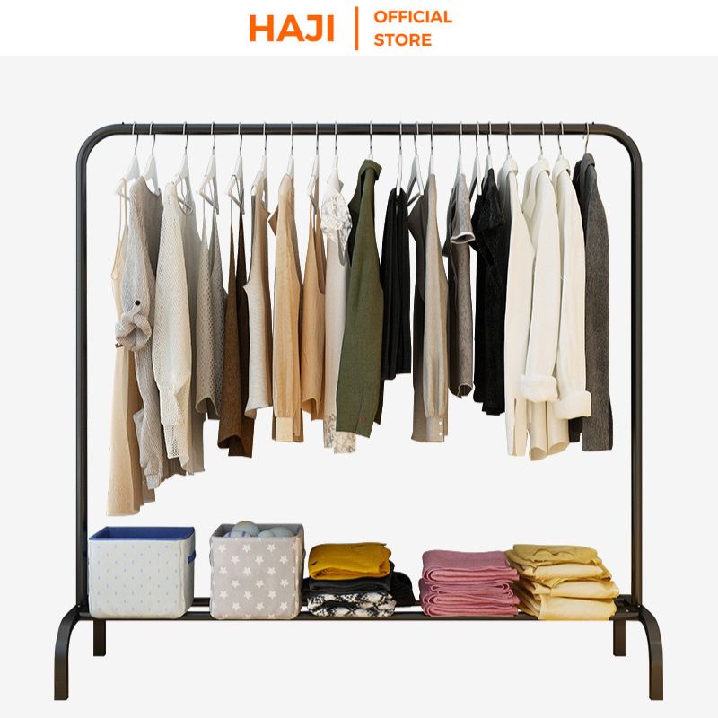 Giá treo quần áo HAJI kèm kệ khung sắt sơn tĩnh điện chịu tải trọng lớn C60