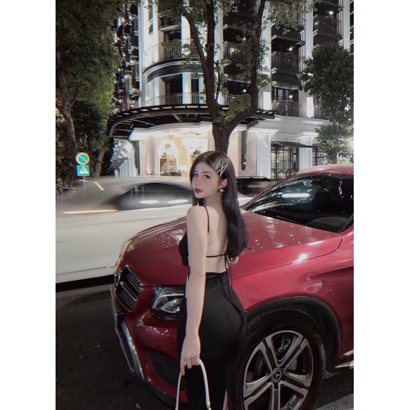 ĐẦM BODY HAI DÂY HỞ EO DÁNG DÀI SEXY