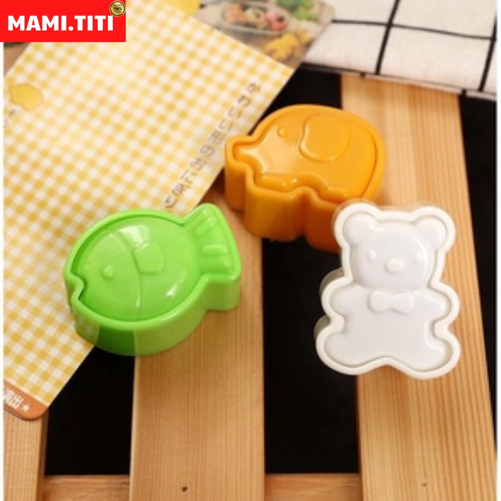 khuôn tạo hình cơm cho bé, SET 3 khuôn hình ĐỘNG VẬT cho bé - MAMI.TITI