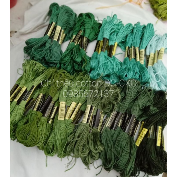 Chỉ thêu cotton DC-CXC - tông mầu xanh