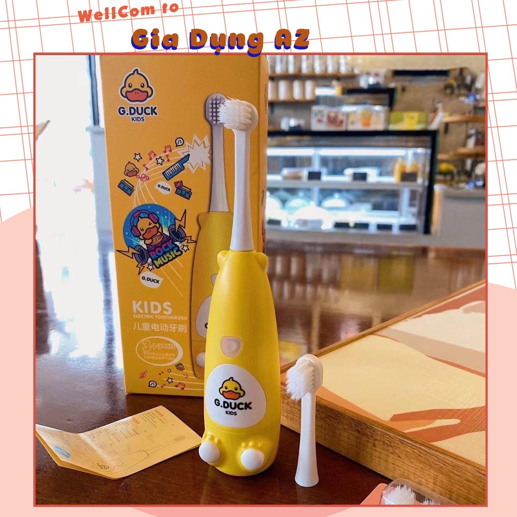 Bàn chải đánh răng tự động cho bé 1 tuổi 2 tuổi lông nano 5d siêu mảnh siêu mềm hãng G Duck tặng kèm đầu thay AZ S151515