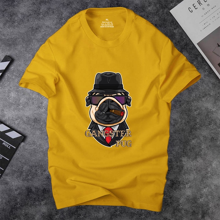 Áo thun nam cổ tròn Depstyle PT136 in hình Gangster Pug cool ngầu