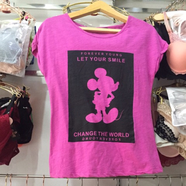 Áo phông cotton 100% cổ tròn hoạ tiết micky - VNXK MNG