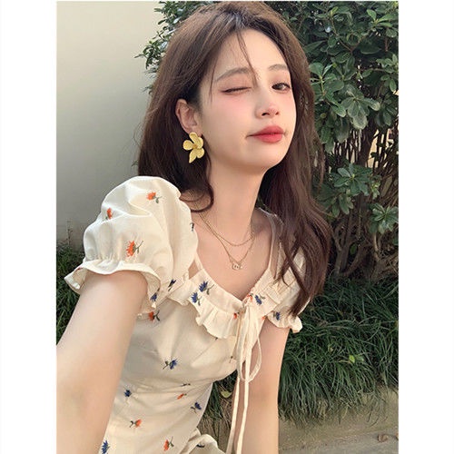 COZOK Đầm Hoa Ngắn Tay Thời Trang Xinh Xắn Dành Cho Nữ