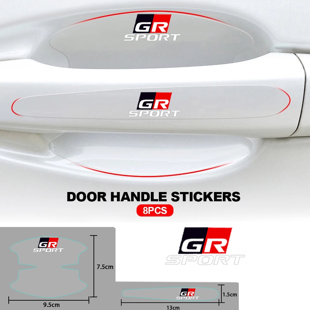 Bộ 8 Miếng Phim Trong Suốt Dán Tay Nắm Cửa Xe Hơi Toyota GR Gazoo Racing Rush Camry Rav4 Yaris Prius VIos Yaris Corolla Cross Wish Revo CHR Avanza Fortuner