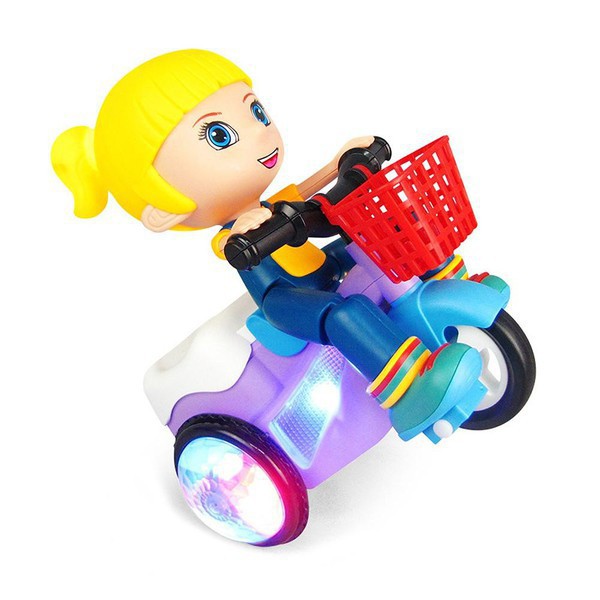 Đồ chơi em bé đi xe đạp xoay 360 độ có đèn và nhạc (bé gái)