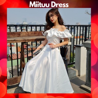 Váy trắng trễ vai dự tiệc cưới bèo xòe đi chơi  sinh nhật dạ hội kỉ yếu công chúa sang chảnh Miituu CL33